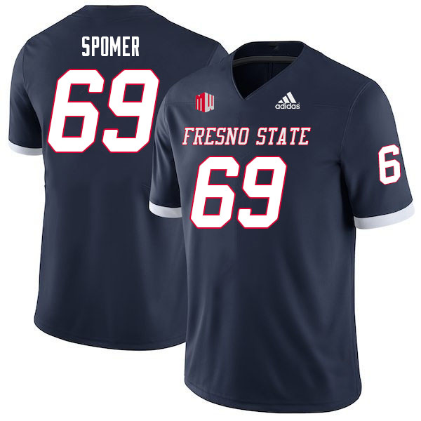 Men #69 Jacob Spomer Fresno State Bulldogs College Football Jerseys Sale-Navy